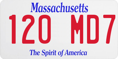 MA license plate 120MD7