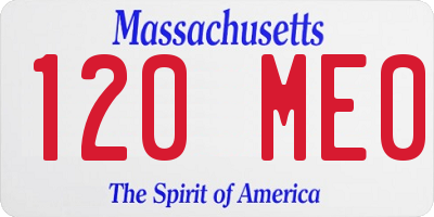 MA license plate 120ME0