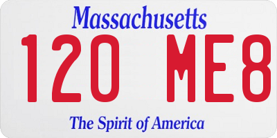 MA license plate 120ME8