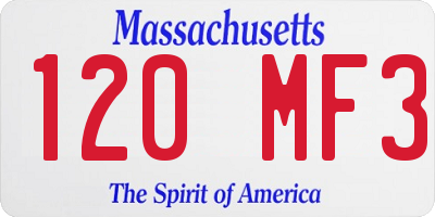 MA license plate 120MF3