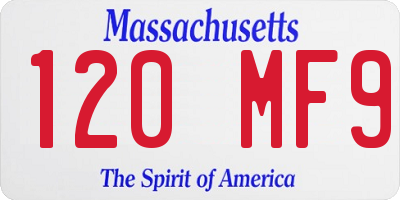 MA license plate 120MF9