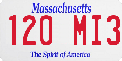MA license plate 120MI3