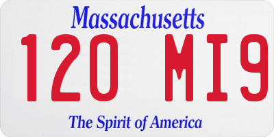 MA license plate 120MI9