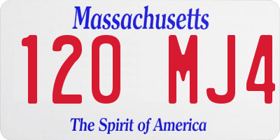 MA license plate 120MJ4