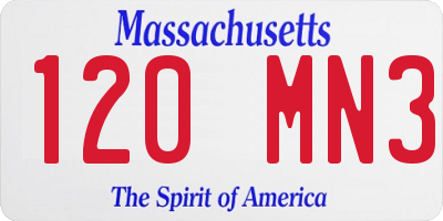 MA license plate 120MN3