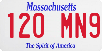 MA license plate 120MN9