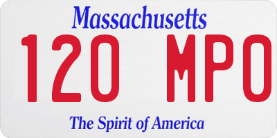 MA license plate 120MP0