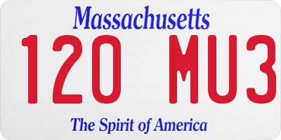 MA license plate 120MU3