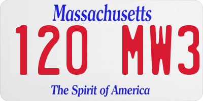 MA license plate 120MW3