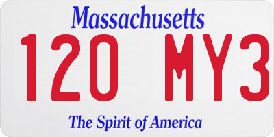 MA license plate 120MY3