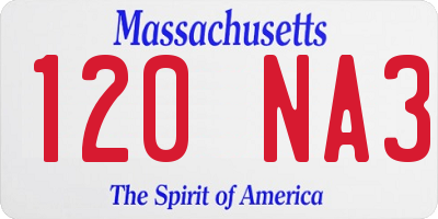 MA license plate 120NA3