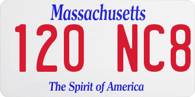 MA license plate 120NC8