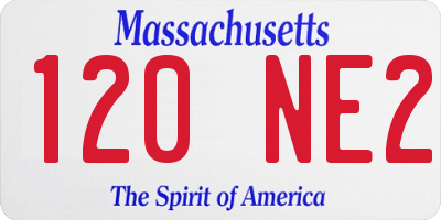 MA license plate 120NE2