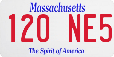 MA license plate 120NE5