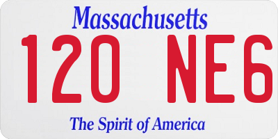 MA license plate 120NE6