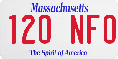 MA license plate 120NF0