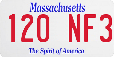 MA license plate 120NF3