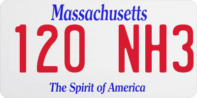 MA license plate 120NH3