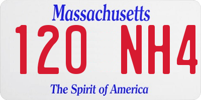 MA license plate 120NH4