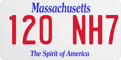 MA license plate 120NH7