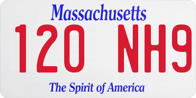 MA license plate 120NH9