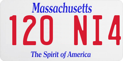 MA license plate 120NI4
