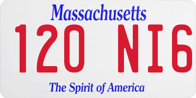 MA license plate 120NI6