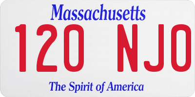 MA license plate 120NJ0