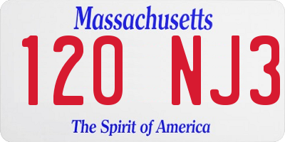MA license plate 120NJ3