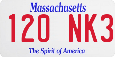 MA license plate 120NK3
