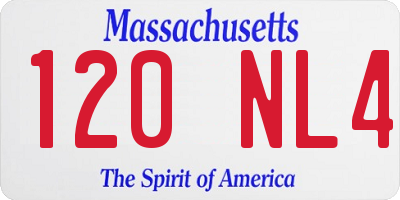 MA license plate 120NL4