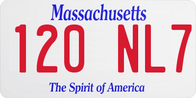 MA license plate 120NL7