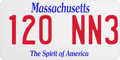 MA license plate 120NN3