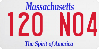 MA license plate 120NO4