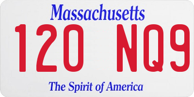 MA license plate 120NQ9