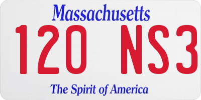 MA license plate 120NS3