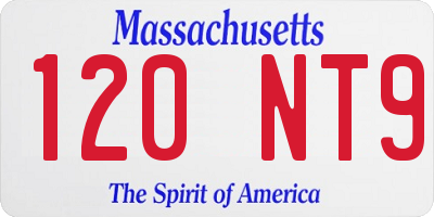 MA license plate 120NT9
