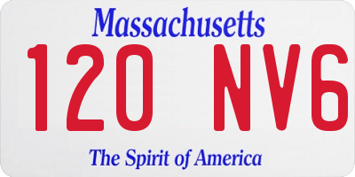 MA license plate 120NV6