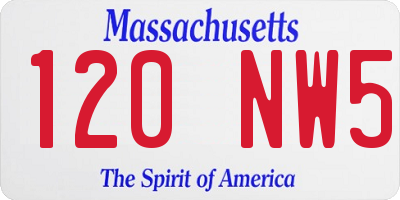 MA license plate 120NW5