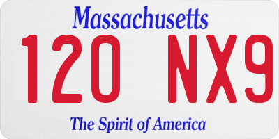 MA license plate 120NX9