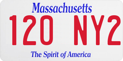 MA license plate 120NY2