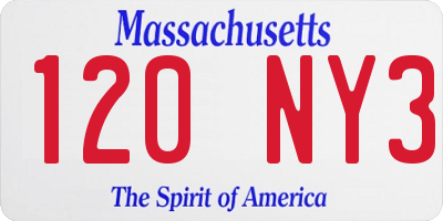 MA license plate 120NY3