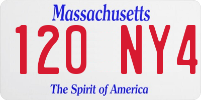 MA license plate 120NY4