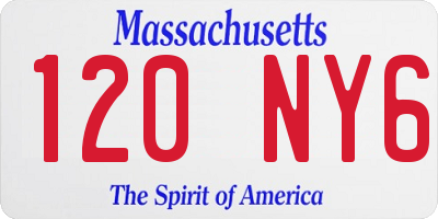 MA license plate 120NY6