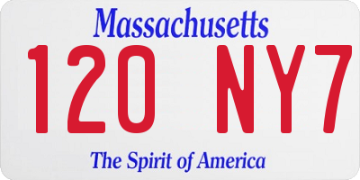 MA license plate 120NY7