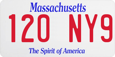 MA license plate 120NY9