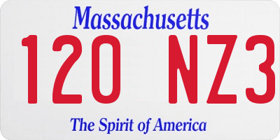 MA license plate 120NZ3