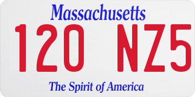 MA license plate 120NZ5