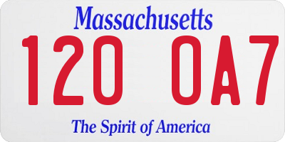 MA license plate 120OA7