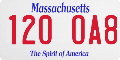 MA license plate 120OA8
